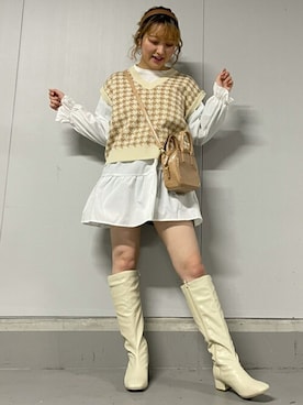 「WC（ダブル シー）のアイテム（ベスト）」を使った、WEGOさん（レディース・158cm）の春コーディネート