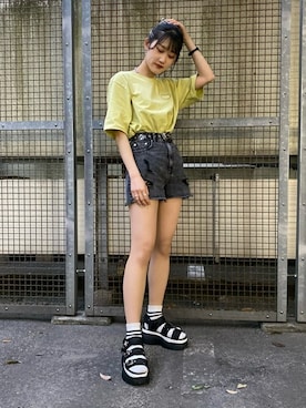 「WEGO（ウィゴー）のWEGO/ハトメベルト（ベルト）」を使った、WEGOさん（レディース・164cm）の春コーディネート