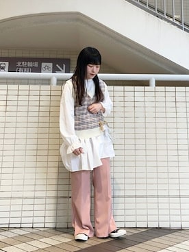 「WC（ダブル シー）のアイテム（ベスト）」を使った、WEGOさん（レディース・151cm）の春コーディネート