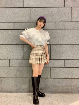 「WEGO（ウィゴー）のWEGO/ワイドカチューシャ（カチューシャ）」を使った、WEGOさん（レディース・155cm）の春コーディネート