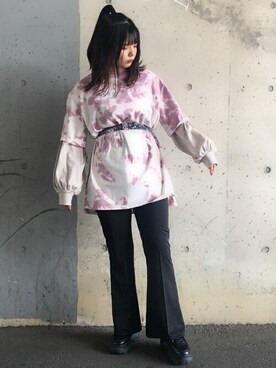 「WEGO（ウィゴー）のWEGO/ハトメベルト（ベルト）」を使った、WEGOさん（レディース・163cm）の春コーディネート