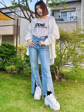 「WEGO（ウィゴー）のWEGO/ハトメベルト（ベルト）」を使った、WEGOさん（レディース・163cm）の春コーディネート