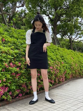 「WEGO（ウィゴー）のアイテム（ジャンパースカート）」を使った、WEGOさん（レディース・156cm）の春コーディネート