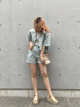 「アイテム（サンダル、ゴールド系）」を使った、WEGOさん（レディース・168cm）の春コーディネート