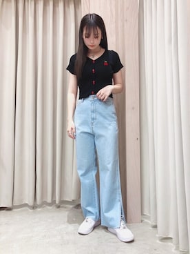「WC（ダブル シー）のアイテム（カーディガン/ボレロ）」を使った、WEGOさん（レディース・160cm）の春コーディネート