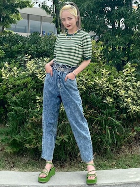 「WEGO（ウィゴー）のWEGO/ハトメベルト（ベルト）」を使った、WEGOさん（レディース・160cm）の夏コーディネート