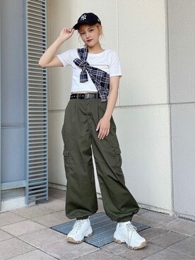 「WEGO（ウィゴー）のWEGO/ハトメベルト（ベルト）」を使った、WEGOさん（レディース・163cm）の夏コーディネート