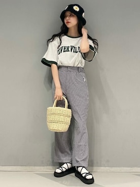 「WC（ダブル シー）のアイテム（スラックス）」を使った、WEGOさん（レディース・154cm）の夏コーディネート
