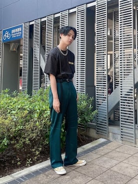 Wego セミフレアカラースラックスを使ったメンズ人気ファッションコーディネート Wear