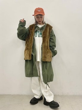 「WEGO（ウィゴー）のアイテム（モッズコート）」を使った、WEGOさん（レディース・157cm）の冬コーディネート