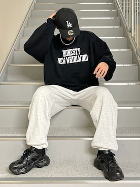 「WEGO（ウィゴー）のアイテム（スウェットパンツ）」を使った、WEGOさん（メンズ・171cm）の冬コーディネート
