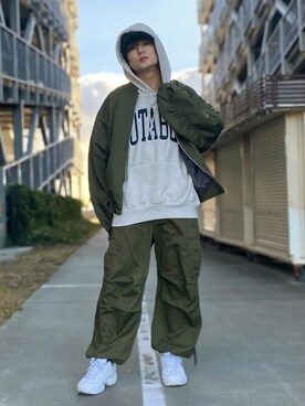 「WEGO（ウィゴー）のアイテム（MA-1）」を使った、WEGOさん（メンズ・173cm）の冬コーディネート