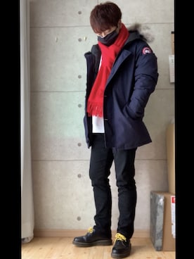 「Dr. Martens（ドクターマーチン）のDr.Martens / ドクターマーチン 1461 3EYE GIBSON SHOE 3ホール ギブソン シューズ ブーツ（ブーツ）」を使った、watawataさん（メンズ・176cm）の冬コーディネート