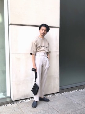 「CLANE（クラネ）のアイテム（パンツ）」を使った、有馬嶺さん（メンズ・170cm）の春コーディネート