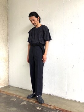 「CLANE（クラネ）のアイテム（パンツ）」を使った、有馬嶺さん（メンズ・170cm）の春コーディネート