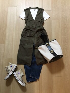 「ME AND HER（ミーアンドハー）のアイテム」を使った、mirukuさん（レディース・157cm）の夏コーディネート