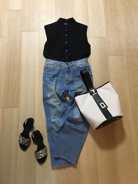 「ME AND HER（ミーアンドハー）のアイテム」を使った、mirukuさん（レディース・157cm）の夏コーディネート