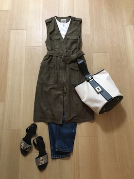 「ME AND HER（ミーアンドハー）のアイテム」を使った、mirukuさん（レディース・157cm）の夏コーディネート