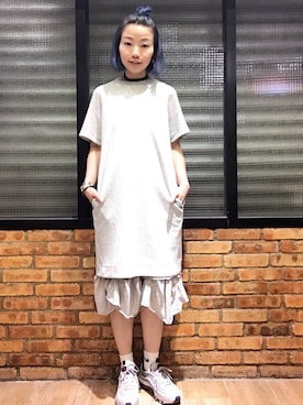「AIR MAX」｜「アイテム（ジャンパースカート）」を使った、elppaKさん（レディース・161cm）の夏コーディネート