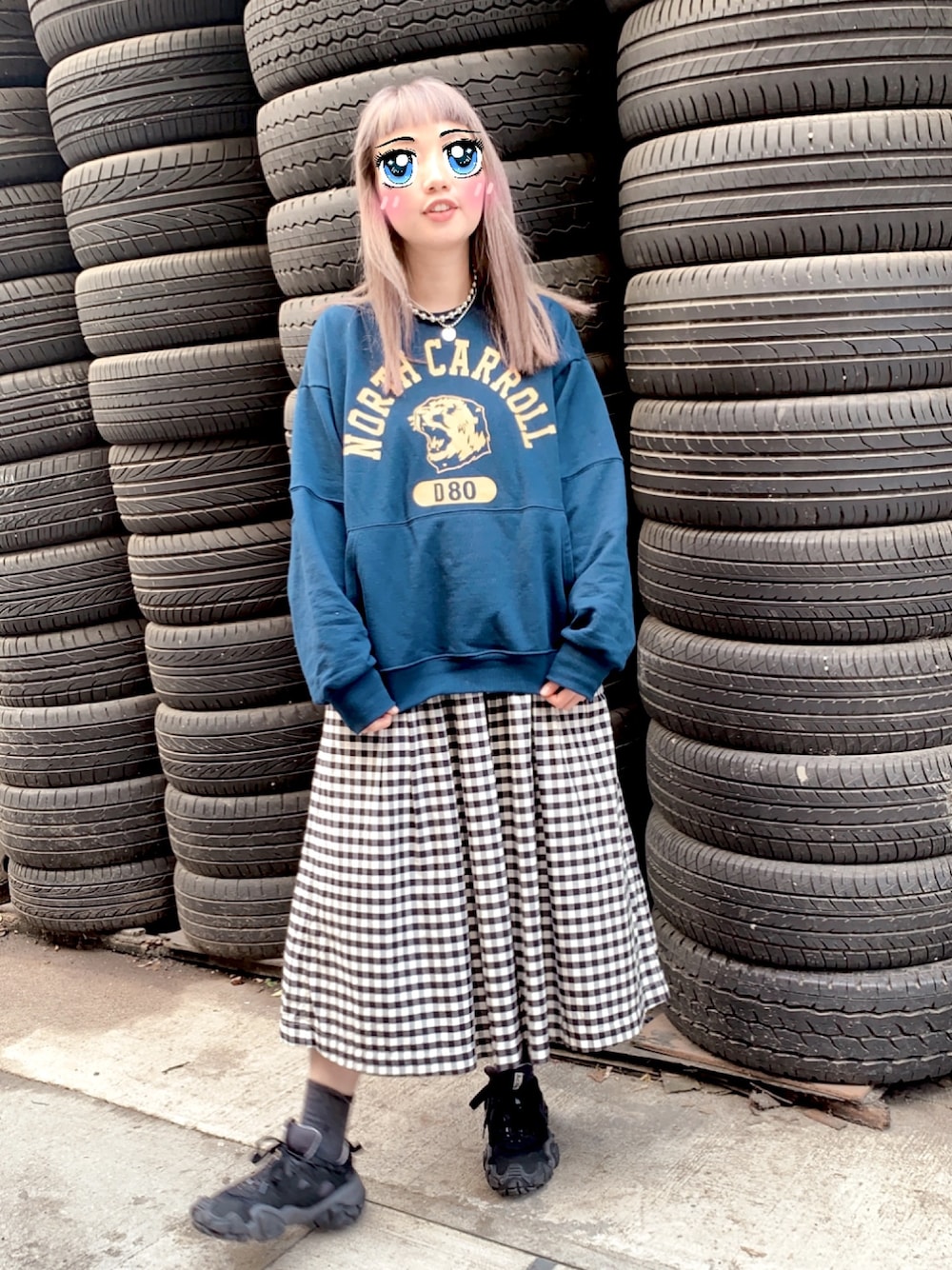 「ootd、街頭穿搭、日系極簡、球鞋、AcneStudios、PAR ICI、Rnc、hoodie」｜「PAR ICIのコットンサテン ノースリーブワンピース②(入学式・結婚式・フォーマル対応)（ワンピース、その他）」を使った、elppaKさん（レディース・161cm）の冬コーディネートの1枚目の写真