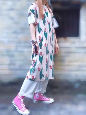 「chambre de charme（シャンブルドゥシャーム）のアイテム（パンツ）」を使った、elppaKさん（レディース・161cm）の夏コーディネート