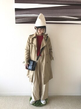 「BEAMS BOY（ビームスボーイ）のアイテム（トレンチコート）」を使った、ayappeさん（レディース・152cm）の冬コーディネート