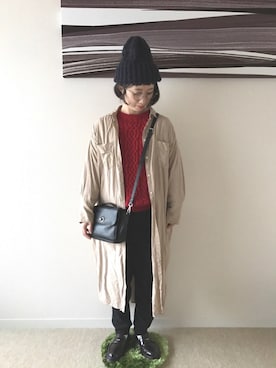 「スプリングSENSEOFPLACE」｜「アイテム（シャツワンピース）」を使った、ayappeさん（レディース・152cm）の冬コーディネート