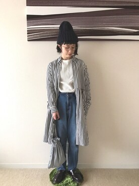 「WEAR昭和部」｜「アイテム（シャツワンピース）」を使った、ayappeさん（レディース・152cm）の春コーディネート