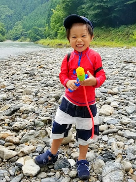 「GLOBAL WORK（グローバルワーク）のアイテム（水着/着物・浴衣）」を使った、アキラさん（キッズ・90cm）の夏コーディネート