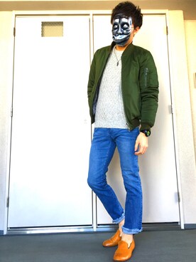 「アイテム（リング、ベージュ系）」を使った、m@ssさん（メンズ・167cm）の冬コーディネート