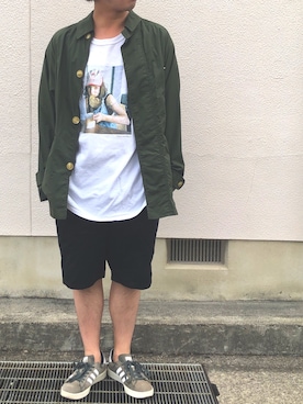 「デザイントップス」｜「アイテム（ナイロンジャケット）」を使った、びっとさん（メンズ・170cm）の夏コーディネート