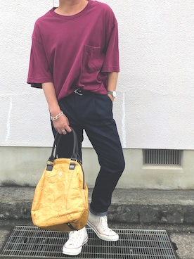 「muta（ムータ）のアイテム（バッグ）」を使った、びっとさん（メンズ・170cm）の夏コーディネート