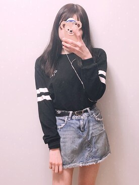 「オルチャンファッション」｜「アイテム（スウェット）」を使った、じゅんちゃんさん（レディース・158cm）の冬コーディネート