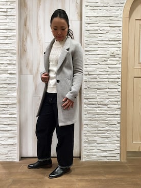 「LEE」｜「アイテム（チェスターコート）」を使った、kuboさん（レディース・162cm）の冬コーディネート