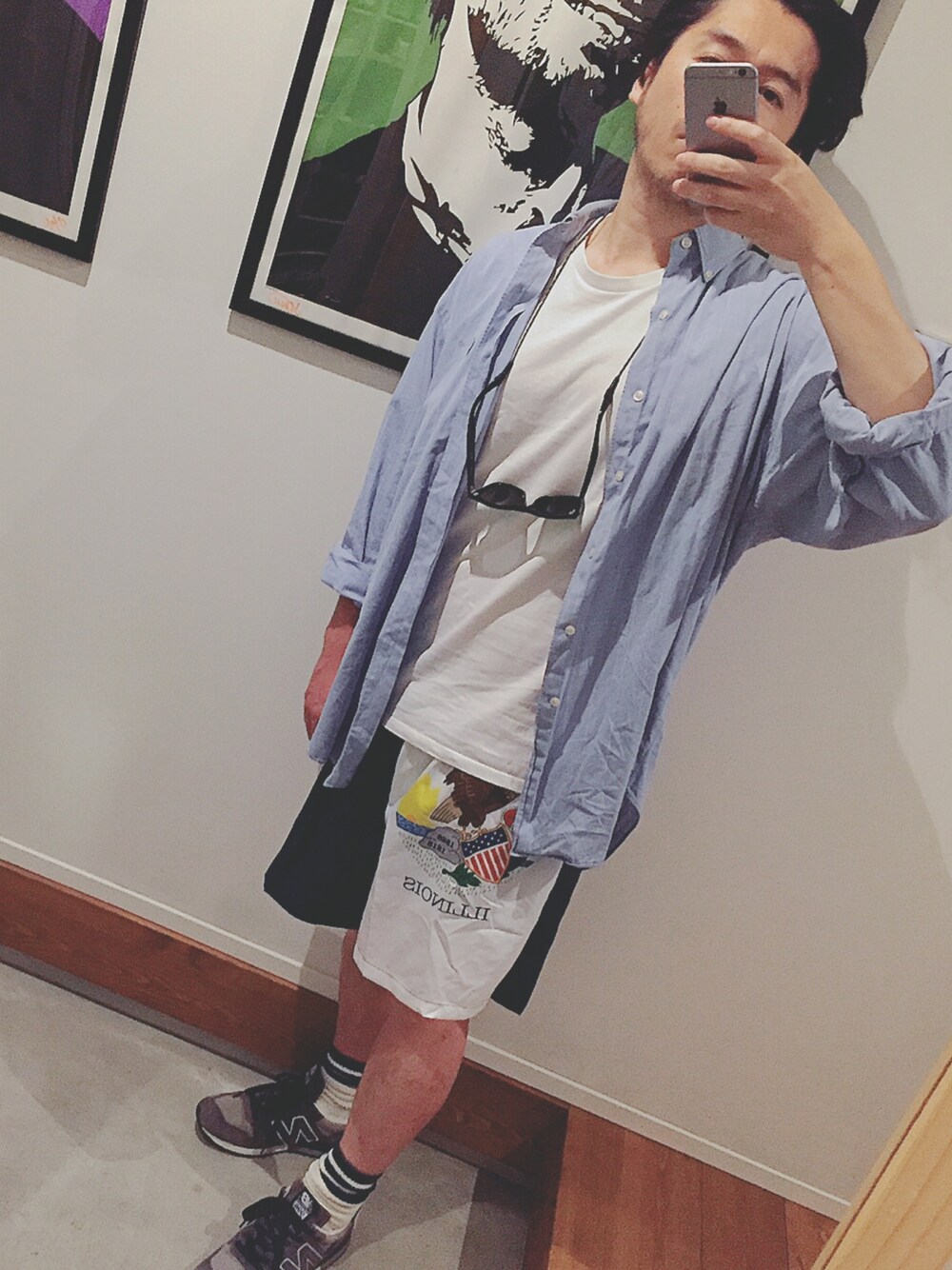 「カジュアルコーデ、おしゃれさんと繋がりたい、ゆるコーデ、オーバーサイズ、大人カジュアル、シャツスタイル、シンプル」｜「Ray-Banのアイテム（サングラス、ブラック系）」を使った、toc1981さん（メンズ・173cm）の夏コーディネートの1枚目の写真