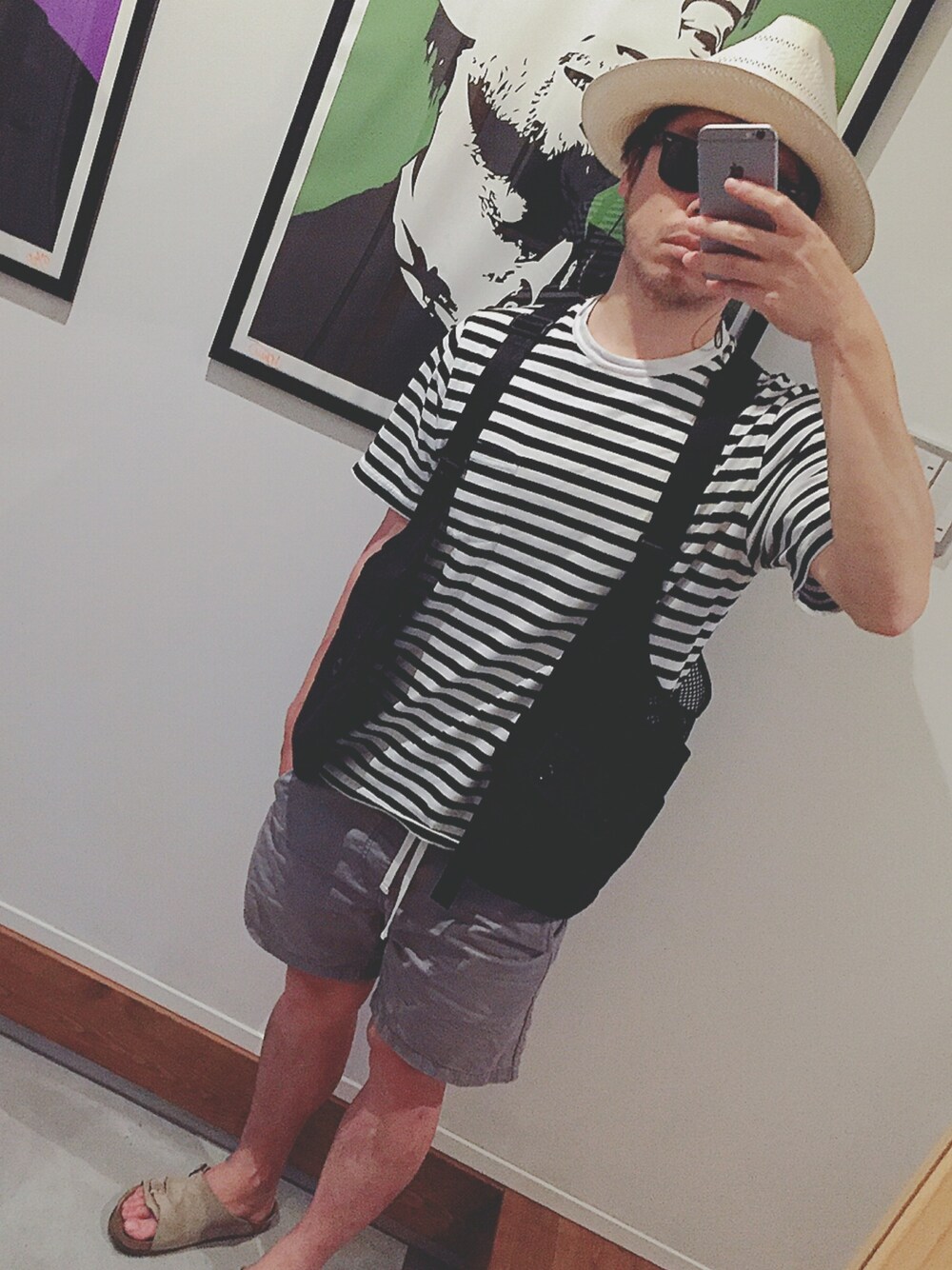 「カジュアルコーデ、シンプル、おしゃれさんと繋がりたい、ゆるコーデ、summer、Tシャツ、大人カジュアル」｜「Healthknitのアイテム（Tシャツ/カットソー、ブラック系）」を使った、toc1981さん（メンズ・173cm）の夏コーディネートの1枚目の写真