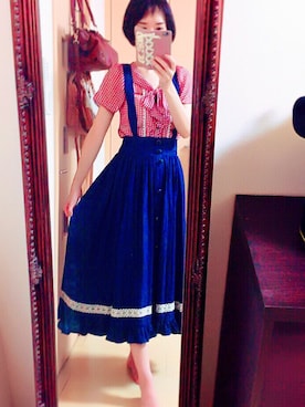 「axes femme（アクシーズファム）のアイテム（デニムスカート）」を使った、✂︎なつみ୨୧⑅さん（レディース・168cm）の夏コーディネート