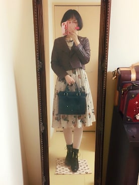 「撮影コーデ」｜「アイテム（ライダースジャケット）」を使った、✂︎なつみ୨୧⑅さん（レディース・168cm）の冬コーディネート