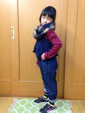 「RUGGEDWORKS」｜「アイテム（オールインワン・サロペット）」を使った、のん★あっきーさん（キッズ・125cm）の冬コーディネート