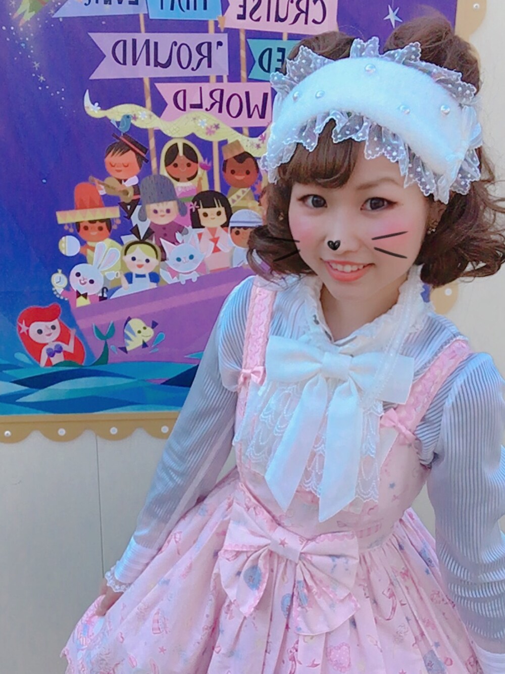 「ディズニー、ロリィタ、angelicpretty、BABYTHESTARSSHINEBRIGHT」｜「Angelic Prettyのアイテム（ジャンパースカート、ピンク系）」を使った、Rinoさん（レディース・164cm）の冬コーディネートの1枚目の写真