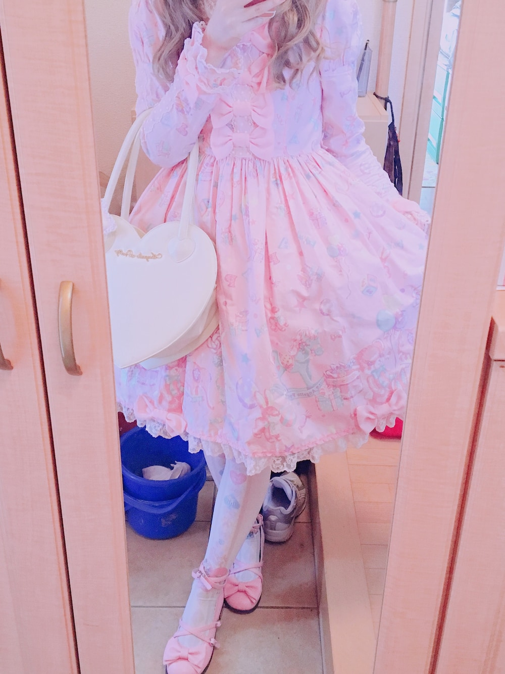 「はるコーデ、今日のコーデ、angelicpretty、ロリータ」｜「Angelic Prettyのアイテム（ワンピース、ピンク系）」を使った、Rinoさん（レディース・164cm）の春コーディネートの1枚目の写真
