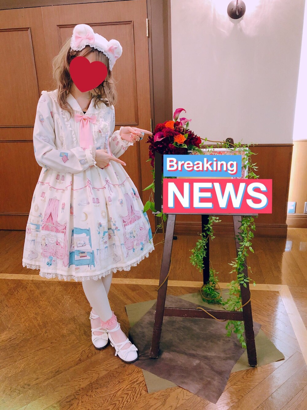 「今日のコーデ、冬、ワンピース、Angelic Pretty、ロリータ」｜「Angelic Prettyのアイテム（ワンピース/ドレス、ホワイト系）」を使った、Rinoさん（レディース・164cm）の冬コーディネートの1枚目の写真