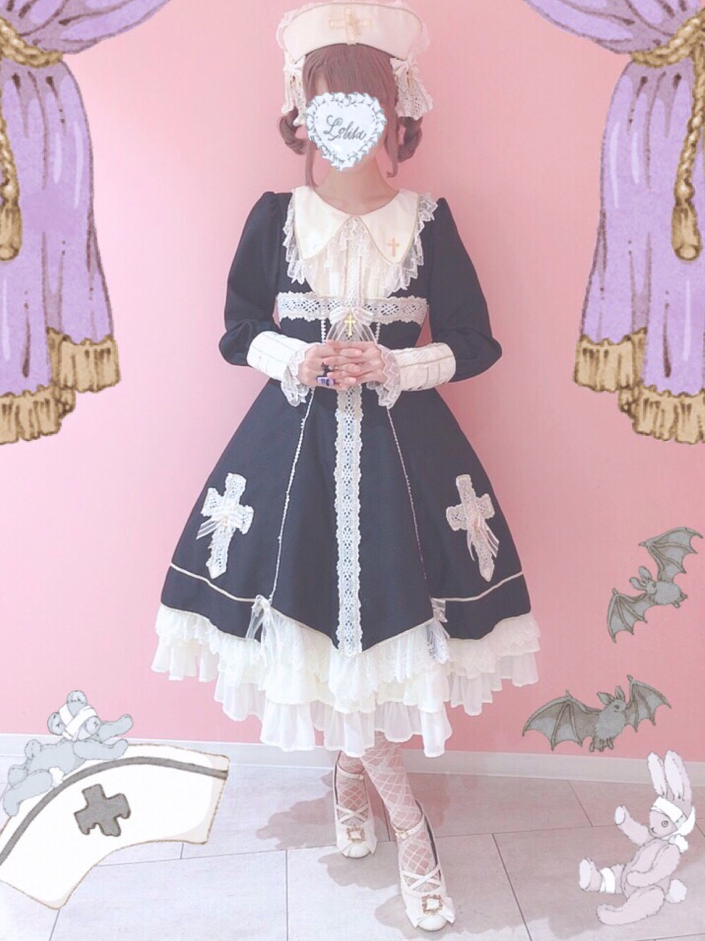 「wearhalloween2019、ナース、ロリータ、ロリィタ、ブラック」｜「BABY,THE STARS SHINE BRIGHTのアイテム（ワンピース/ドレス、ブラック系）」を使った、Rinoさん（レディース・163cm）の秋コーディネートの1枚目の写真