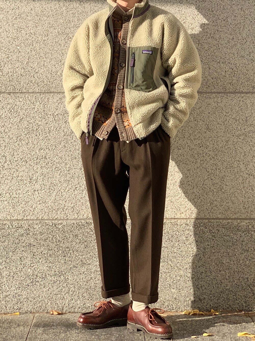 「patagonia、boy、Paraboot、VINTAGE、girl、korea、korea style、korean、AMEKAJI、Casualwear」｜「patagoniaのPatagonia(パタゴニア) メンズ・クラシック・レトロX・ジャケット  #23056  (PEWG)（その他アウター、その他）」を使った、gyustar95さん（メンズ・167cm）の春コーディネートの1枚目の写真
