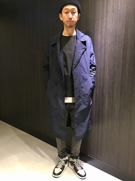 「Saturdays NYC（サタデーズ ニューヨークシティ ）のアイテム（トレンチコート）」を使った、RYOJIさん（メンズ・174cm）の冬コーディネート