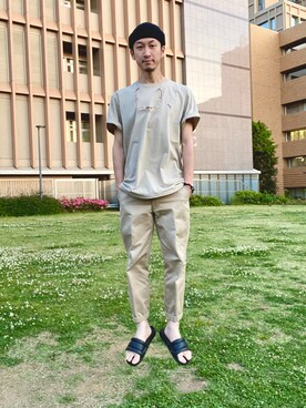 「Saturdays NYC（サタデーズ ニューヨークシティ ）のアイテム（スラックス）」を使った、RYOJIさん（メンズ・174cm）の春コーディネート