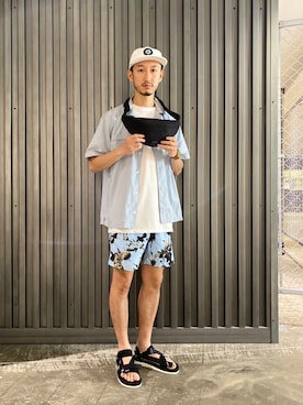 「Saturdays NYC（サタデーズ ニューヨークシティ ）のアイテム（サンダル）」を使った、RYOJIさん（メンズ・174cm）の夏コーディネート