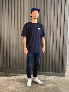 「Saturdays NYC（サタデーズ ニューヨークシティ ）のアイテム（キャップ）」を使った、RYOJIさん（メンズ・174cm）の夏コーディネート