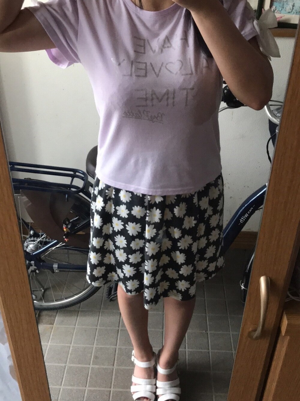 「AAA LIVE、LIVE、LIVEコーデ、AAA FUN meeting」｜「PINK-latteの袖リボントップス（Tシャツ/カットソー、パープル系）」を使った、MASAMIさん（レディース・161cm）の夏コーディネートの1枚目の写真