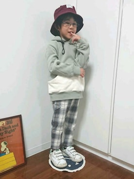 「メガネ男子」｜manatoさん（キッズ・110cm）の冬コーディネート